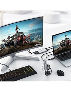 POWERTECH video capture CAB-H166, HDMI/USB-C σύνδεση, 4K/60Hz, γκρι