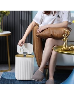 Κάδος απορριμμάτων HUH-0147, αυτόματο άνοιγμα, 12lt, λευκός