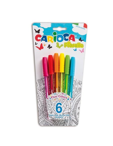 Carioca Fiorella σετ 6 στυλό ballpoint σε blister