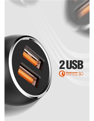 LDNIO φορτιστής αυτοκινήτου C503Q με καλώδιο, 2x USB, 36W, QC, γκρι