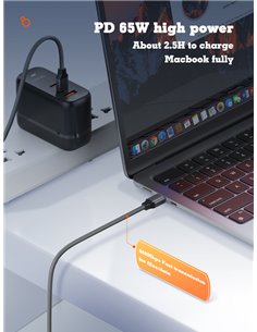 LDNIO καλώδιο USB-C σε USB-C LC442C, 65W PD, 2m, γκρι