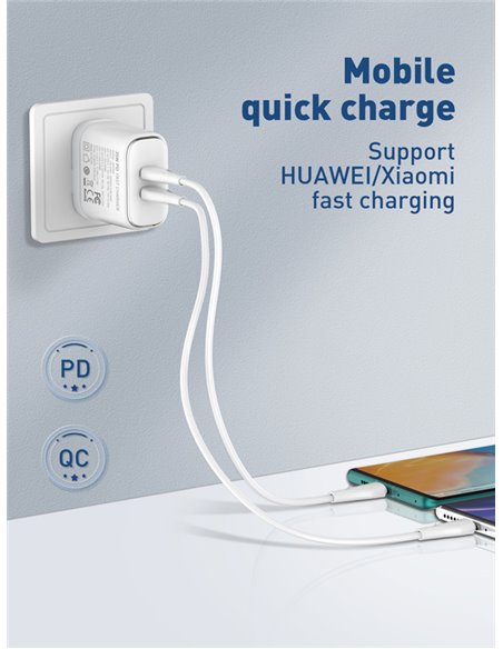 LDNIO καλώδιο USB-C σε USB-C LC611C, 65W PD, 1m, λευκό