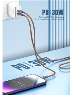 LDNIO καλώδιο Lightning σε USB-C LC631I, 30W PD, 1m, γκρι