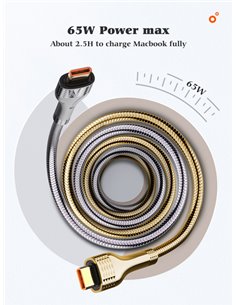LDNIO καλώδιο USB-C σε USB-C LC651C, 65W, 1m, χρυσό