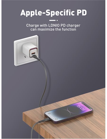 LDNIO καλώδιο Lightning σε USB-C LC672I, 30W PD, 2m, μπλε
