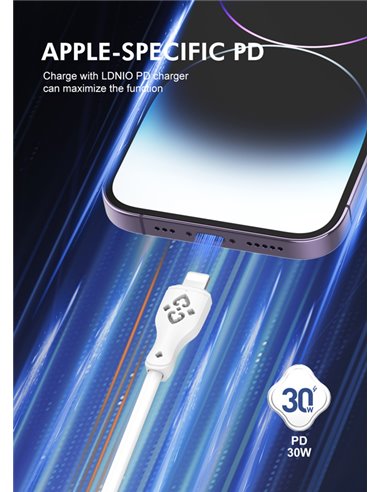 LDNIO καλώδιο Lightning σε USB-C LC811I, 30W PD, 1m, γκρι