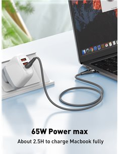 LDNIO καλώδιο USB-C σε USB-C LC861C, 65W PD, 1m, γκρι