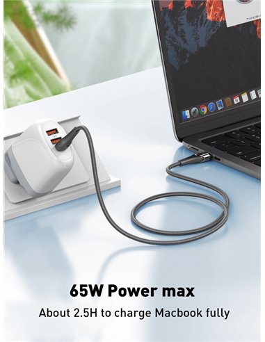 LDNIO καλώδιο USB-C σε USB-C LC861C, 65W PD, 1m, γκρι