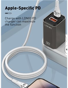 LDNIO καλώδιο Lightning σε USB-C LC861I, 30W PD, 1m, γκρι