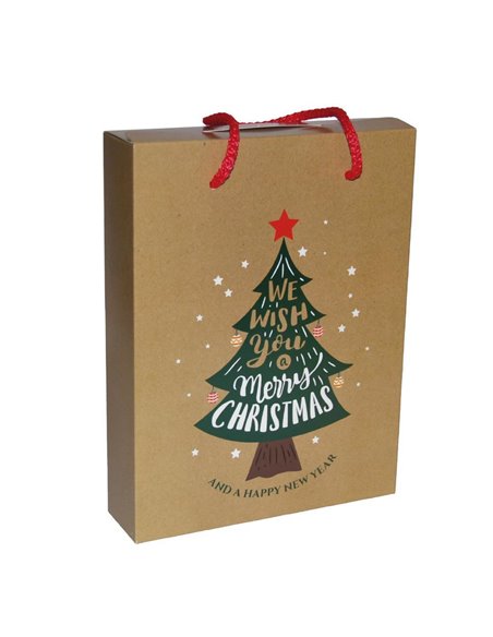 Next χάρτινη τσάντα κουτί Christmas tree Υ24,5x18,5x5εκ. Δυνατότητα εκτύπωσης