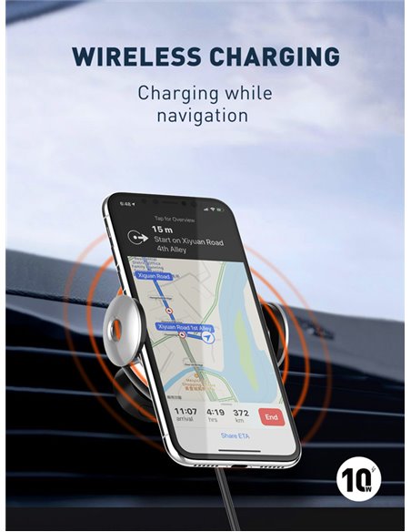 LDNIO ασύρματος φορτιστής & βάση αυτοκινήτου MA02, 15W, μαύρο