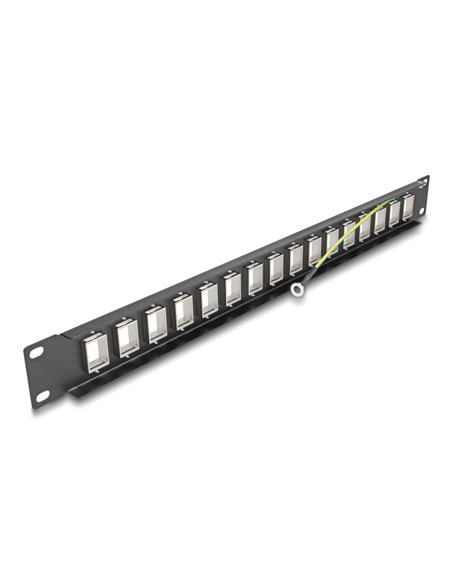 DELOCK Keystone patch panel 66758, 19"/1U, 16x ports, μαύρο