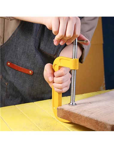 DELI σφιγκτήρας τύπου C DL-G205 με μέγιστο άνοιγμα 125mm, κίτρινος