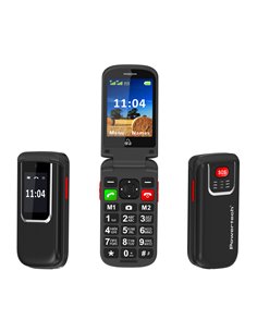 POWERTECH κινητό τηλέφωνο Sentry 4G Flip, 2.8/1.77", dual SIM, πλήκτρο SOS, μαύρο