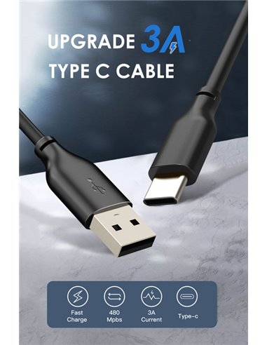 CABLETIME καλώδιο USB-C σε USB CT-CMAMN1, 3A, 480Mbps, 1m, μπλε