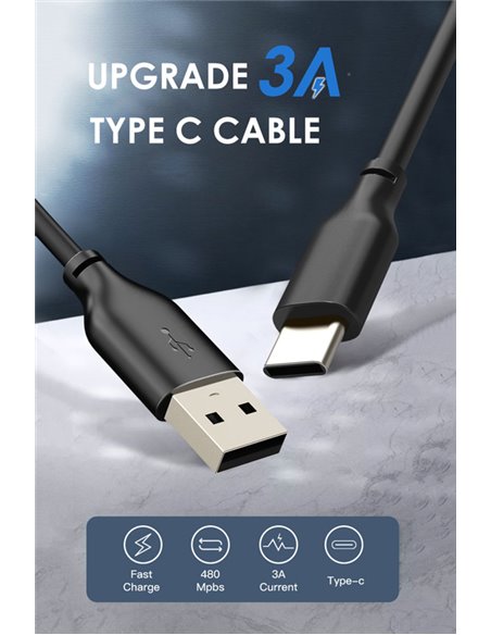 CABLETIME καλώδιο USB-C σε USB CT-CMAMN1, 3A, 480Mbps, 1m, μπλε