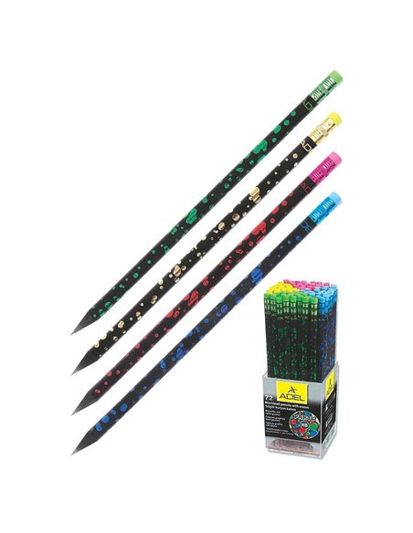 Adel μολύβι με σβήστρα "Party" κοκτέηλ 4 χρωμάτων