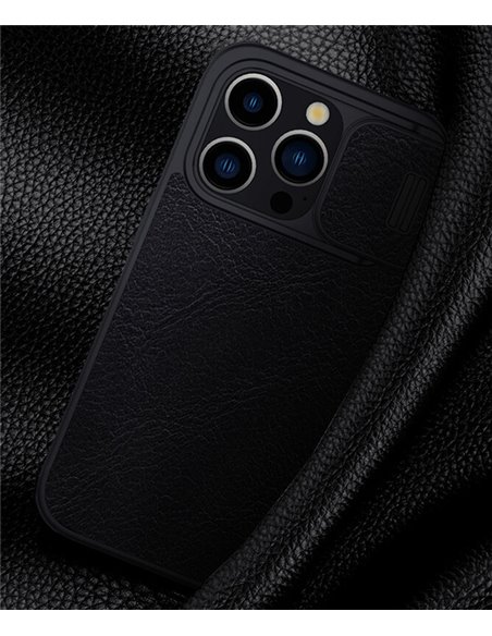 NILLKIN θήκη Qin Pro για iPhone 15 Pro Max, δερμάτινη, μαύρη