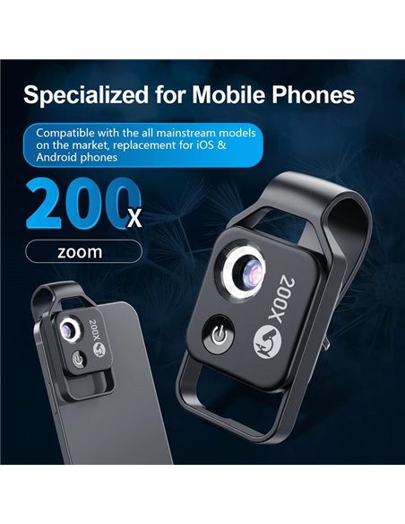 APEXEL φακός μικροσκόπιο APL-MS002 για smartphone κάμερα, 200x zoom, LED