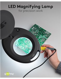 GOOBAY μεγεθυντικός φακός 64989 με σφιγκτήρα, LED, 3 διόπτρες, μαύρος