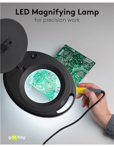 GOOBAY μεγεθυντικός φακός 64989 με σφιγκτήρα, LED, 3 διόπτρες, μαύρος