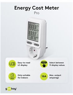 GOOBAY μετρητής κατανάλωσης ρεύματος 64590 με οθόνη, 16A, λευκός