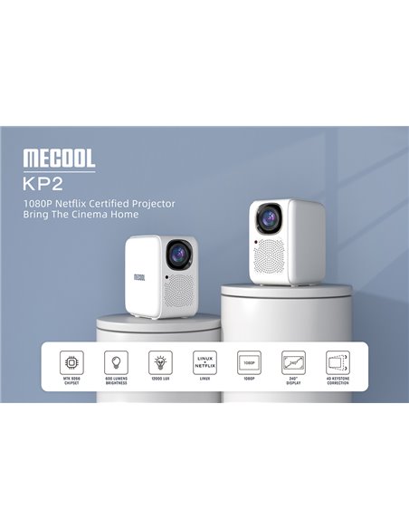 MECOOL smart βιντεοπροβολέας KP2, 1080p FHD, 600 ANSI, Wi-Fi, λευκός