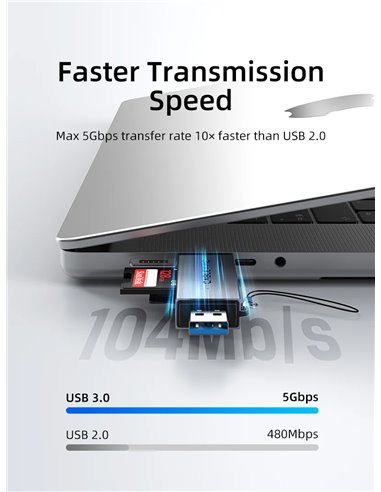 CABLETIME card reader CT-ACSD3-AG, SD/micro SD, USB/USB-C, 5Gbps, γκρι