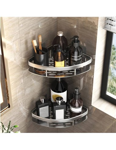 HOME USE γωνιακό ράφι τοίχου HUH-0158, αλουμινίου, 28x5.5x21cm, ασημί