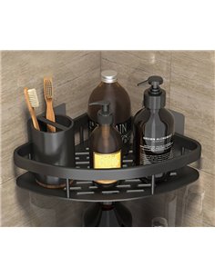 HOME USE γωνιακό ράφι τοίχου HUH-0159, αλουμινίου, 28x5.5x21cm, μαύρο