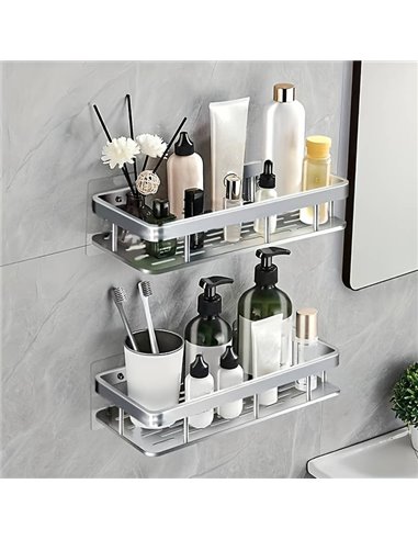 HOME USE ράφι τοίχου HUH-0161, αλουμινίου, 30x5x13cm, ασημί