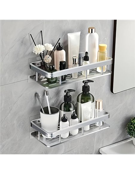 HOME USE ράφι τοίχου HUH-0161, αλουμινίου, 30x5x13cm, ασημί