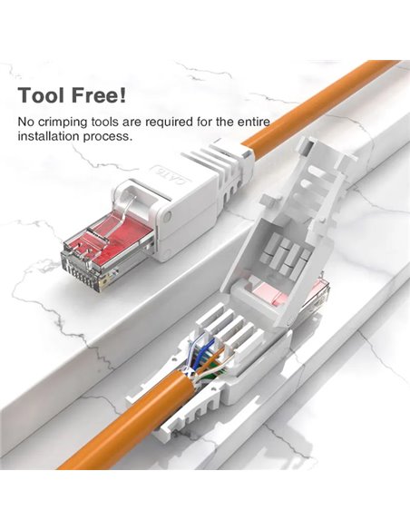 POWERTECH βύσμα δικτύου RJ45 CAB-N350, CAT 6A UTP, tool-free, λευκό