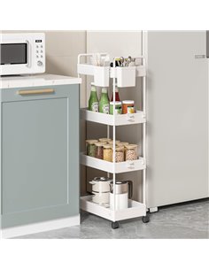 HOME USE τρόλει κουζίνας HUH-0163, 4 θέσεων, 40x21.5x91.5cm, λευκό