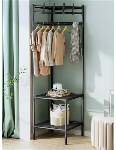 HOME USE κρεμάστρα δαπέδου HUH-0165, μεταλλική, γωνιακή, 40x188cm, μαύρη