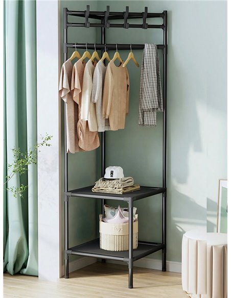 HOME USE κρεμάστρα δαπέδου HUH-0165, μεταλλική, γωνιακή, 40x188cm, μαύρη