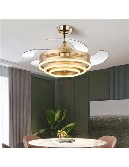 POWERTECH ανεμιστήρας οροφής HLL-0130 με LED φως, 72W, Φ106x50cm, χρυσός