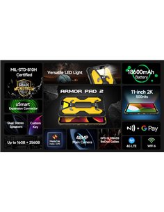ULEFONE tablet Armor Pad 2, 11" 8/256GB, 18600mAh, IP68/IP69K, 4G, μαύρο