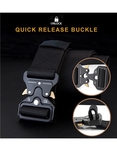 Ζώνη στρατιωτικού τύπου TMV-0060, ρυθμιζόμενη, 3.8x160cm, μαύρη