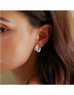 BAMOER σκουλαρίκια κρίκος SCE1648 με κυβική ζιρκόνια, ασήμι 925, ασημί