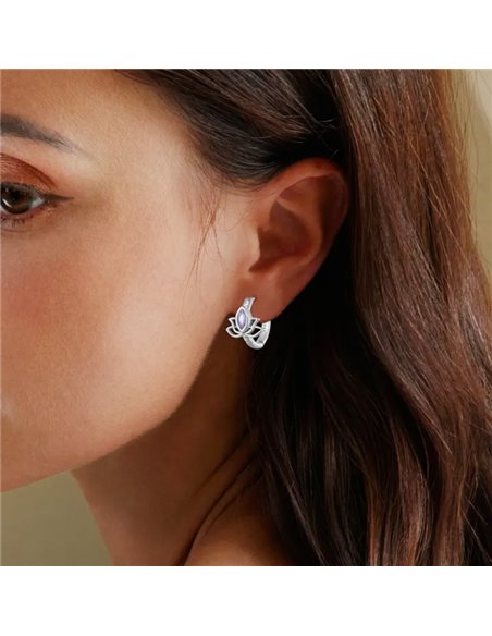 BAMOER σκουλαρίκια κρίκος SCE1648 με κυβική ζιρκόνια, ασήμι 925, ασημί