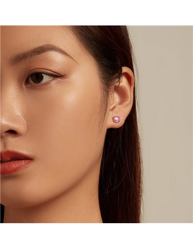 BAMOER σκουλαρίκια καρφωτά SCE1529-2 με φεγγαρόπετρα, ασήμι 925, ροζ