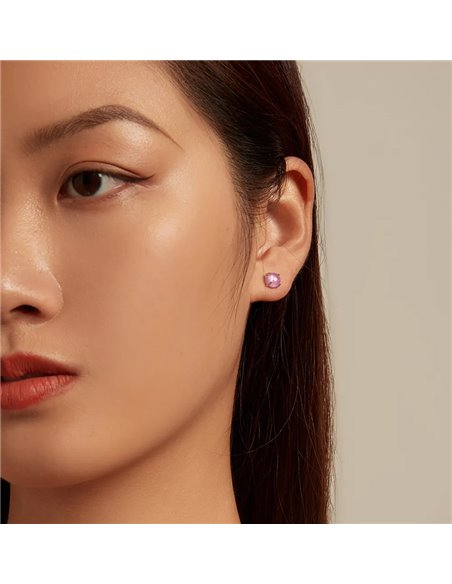 BAMOER σκουλαρίκια καρφωτά SCE1529-2 με φεγγαρόπετρα, ασήμι 925, ροζ