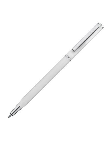Στυλό πλαστικό slim line λευκό με ασημένιες λεπτομέρειες Υ13,6xØ0,8εκ. Δυνατότητα εκτύπωσης