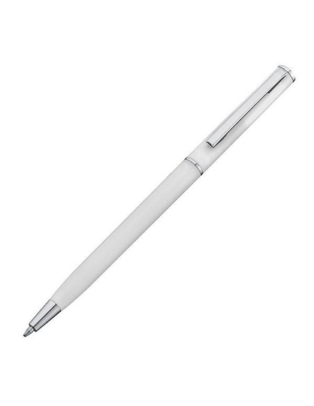 Στυλό πλαστικό slim line λευκό με ασημένιες λεπτομέρειες Υ13,6xØ0,8εκ. Δυνατότητα εκτύπωσης