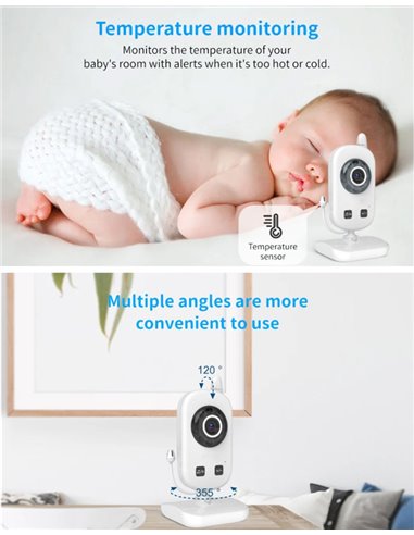 POWERTECH ενδοεπικοινωνία μωρού PT-1186, κάμερα & οθόνη 2.4", 480p