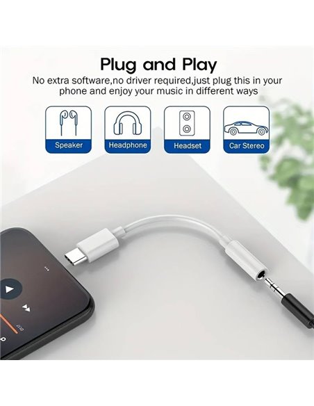 POWERTECH αντάπτορας USB-C σε 3.5mm CAB-UC084, λευκός