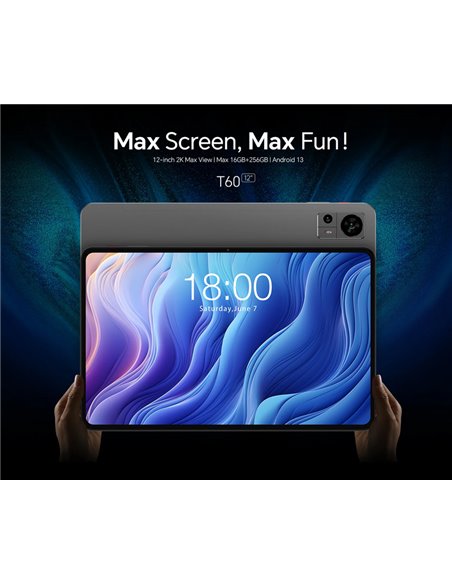 TECLAST tablet T60, 12" HD, 8/256GB, Android 13, 4G, 8000mAh, γκρι