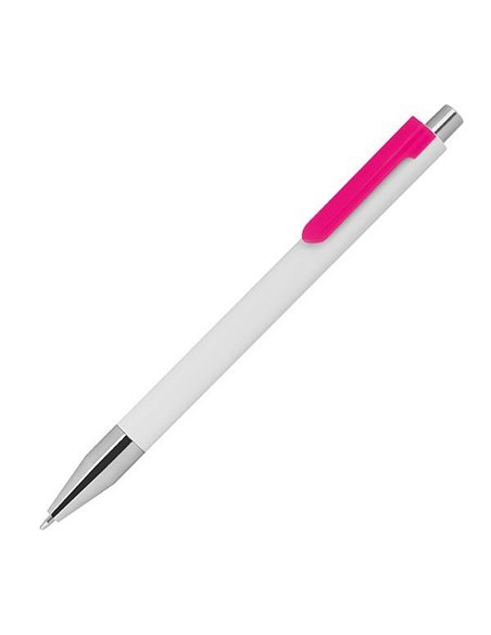 Στυλό πλαστικό λευκό με φουξ κλιπ Υ15xØ1εκ. Δυνατότητα εκτύπωσης