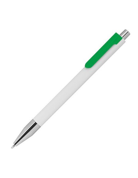 Στυλό πλαστικό λευκό με πράσινο κλιπ Υ15xØ1εκ. Δυνατότητα εκτύπωσης